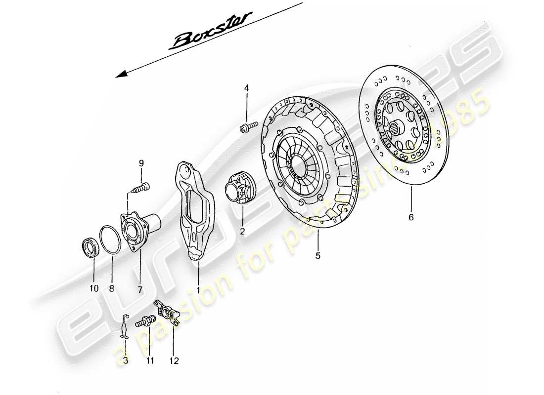 porsche 1998 (986 boxster) frizione diagramma delle parti