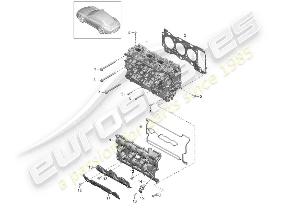 porsche 2012 (991-1) testata diagramma delle parti