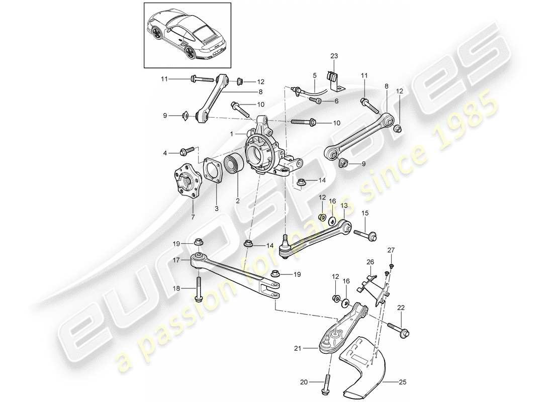 porsche 2013 (997-2 turbo / gt2 rs) schema delle parti assale posteriore