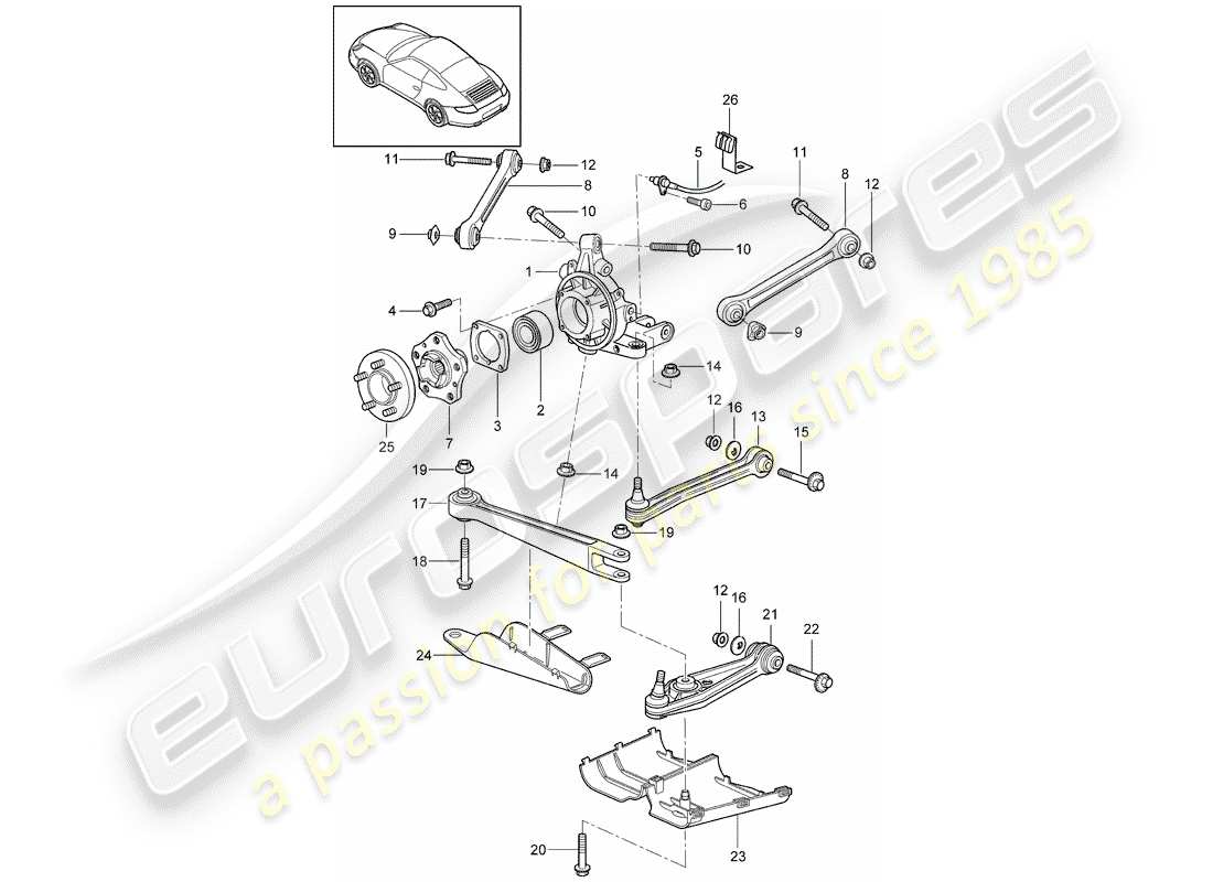 porsche 2005 (997-1) asse posteriore diagramma delle parti
