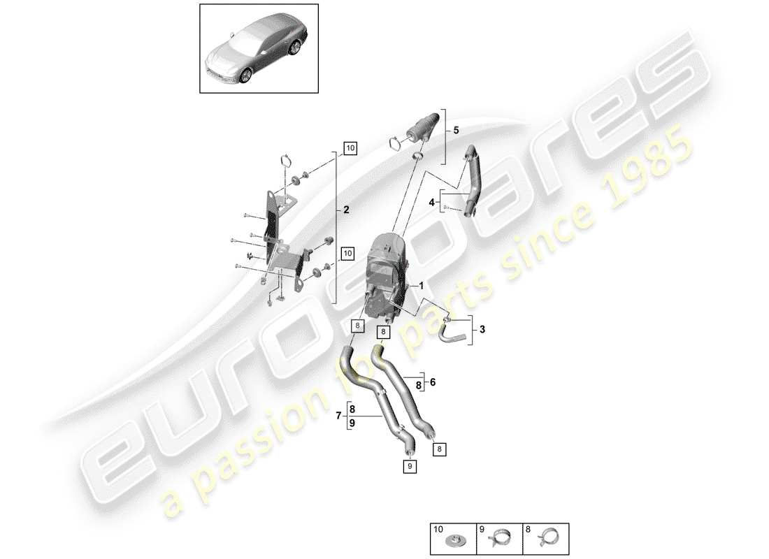 porsche 2017 (panamera 971-1) riscaldatore aggiuntivo schema delle parti
