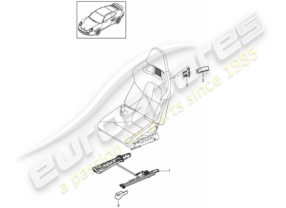 porsche 2013 (997-2 turbo / gt2 rs) posto a sedere diagramma delle parti