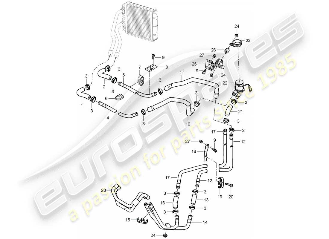 porsche 2008 (cayenne e1 9pa) stufa diagramma delle parti