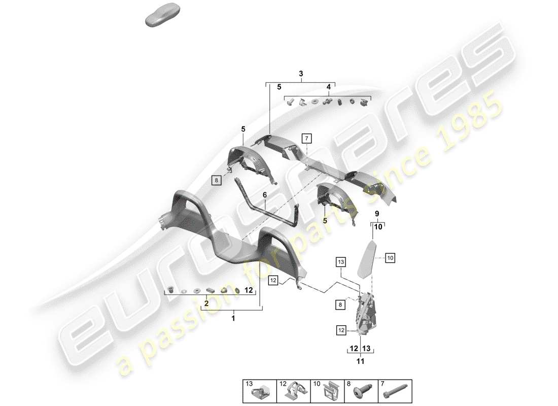 porsche 2020 (718 boxster spyder) finiture diagramma delle parti