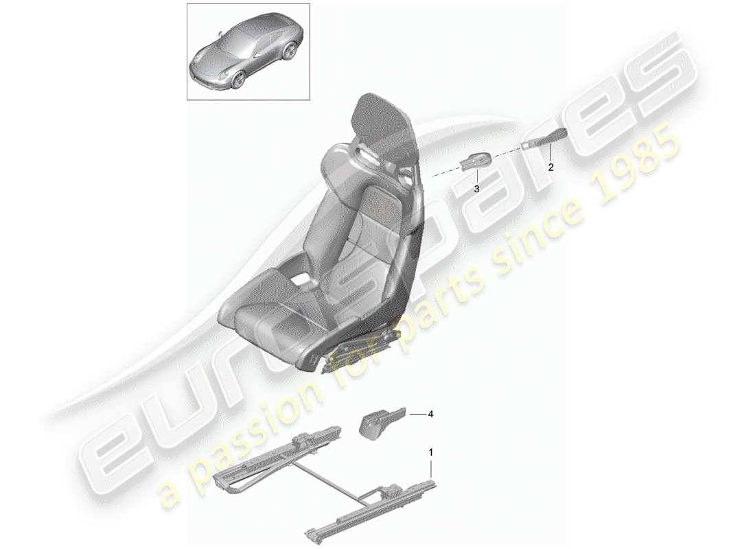 porsche 2013 (991-1) diagramma delle parti del sedile