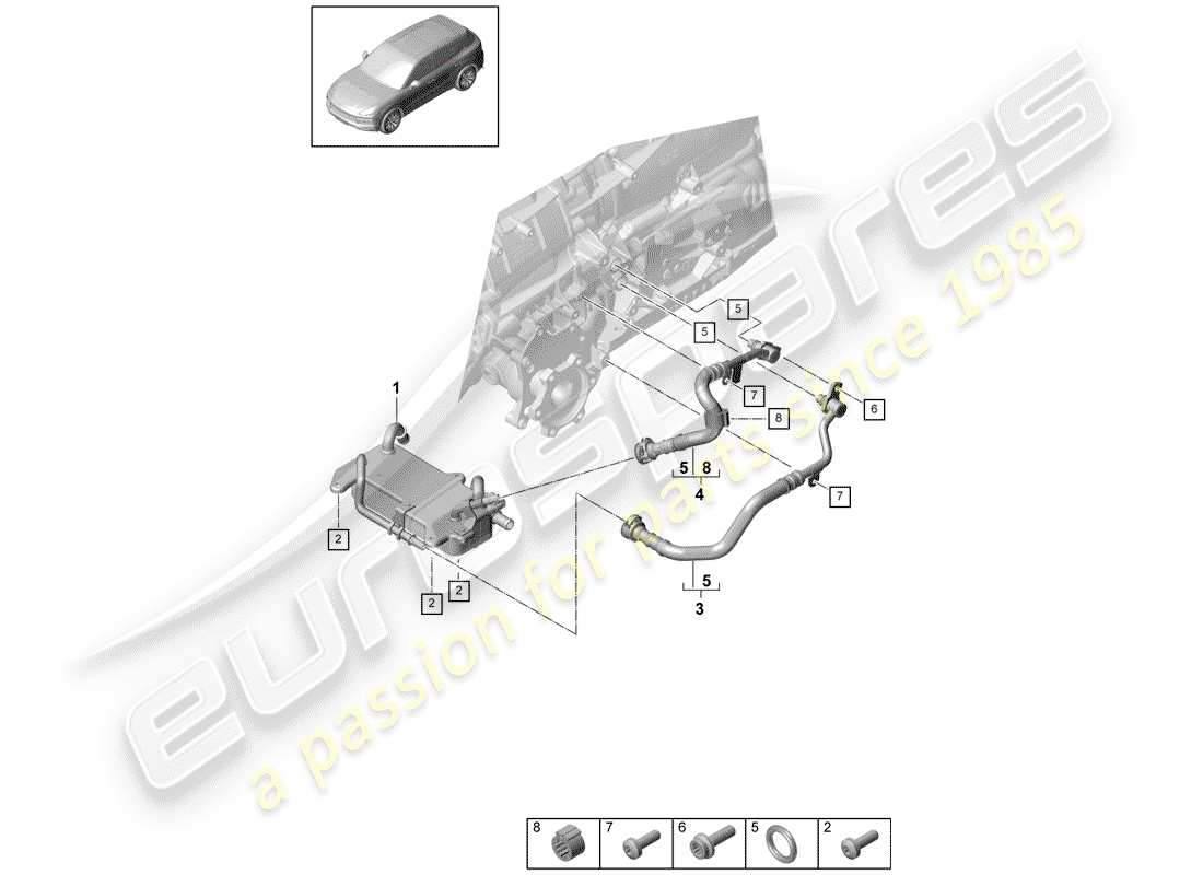 porsche 2018 (cayenne e3 9ya/9yb) 8-speed cambio automatico diagramma delle parti