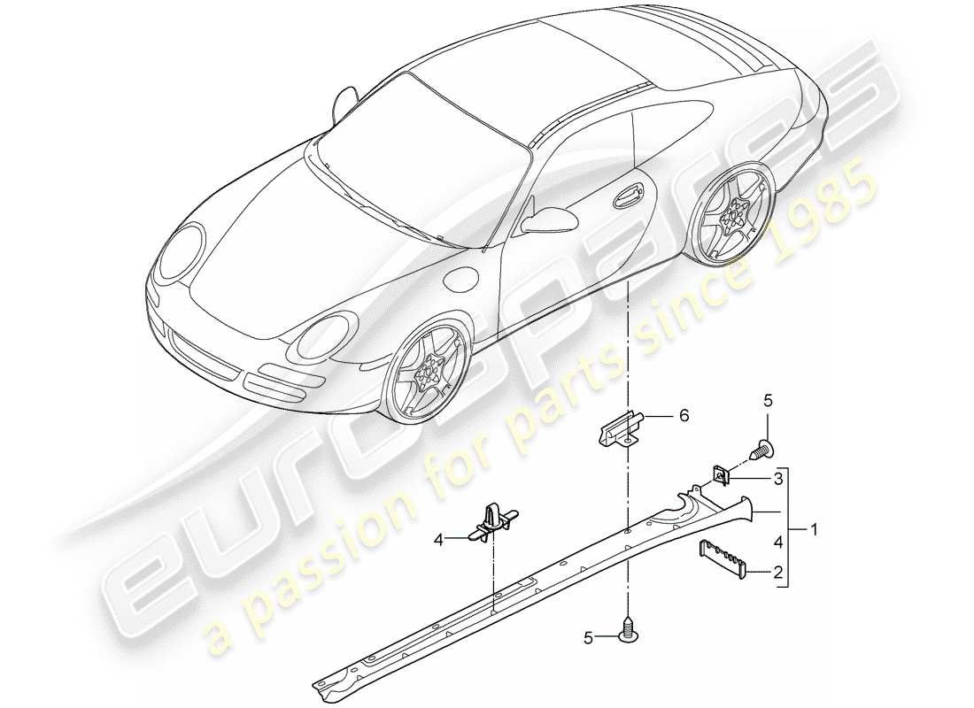 porsche 2011 (997-2) rivestimento lato lato diagramma delle parti