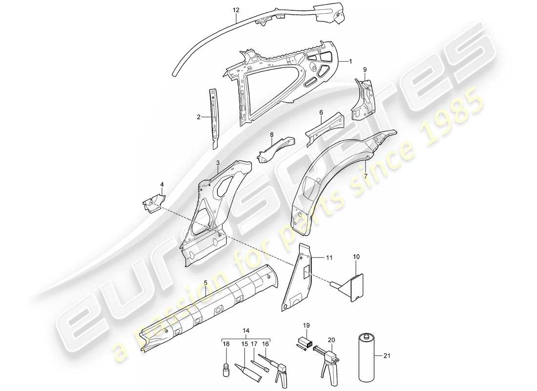 porsche 2011 (997-2) pannello laterale diagramma delle parti