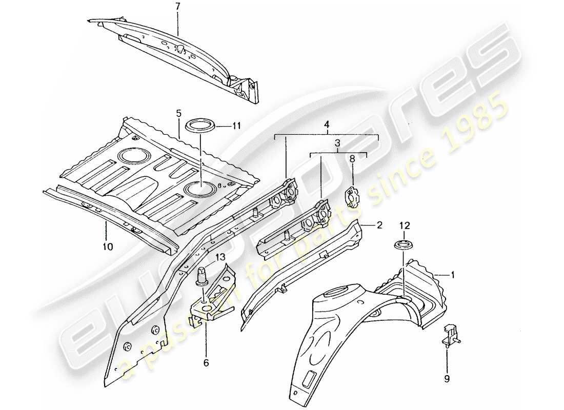 porsche 2000 (986 boxster) parte posteriore - parti singole diagramma delle parti