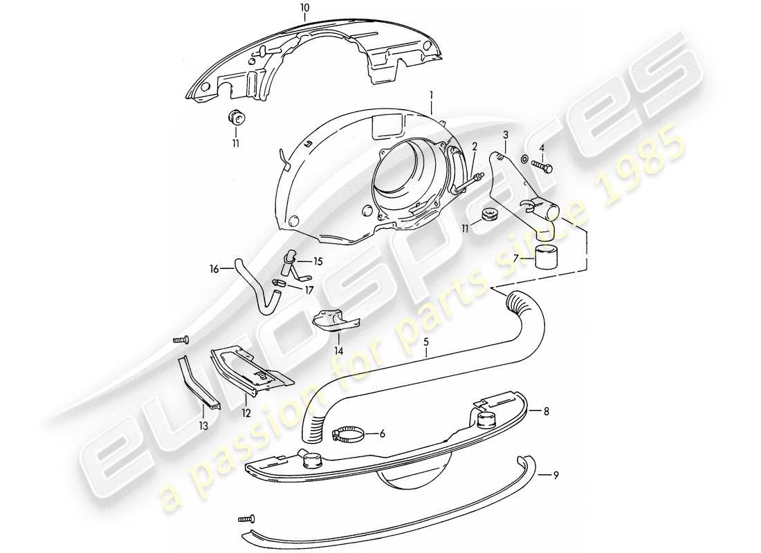 porsche 1963 (356b/356c) raffreddamento ad aria - riscaldatore - nuovo design schema delle parti