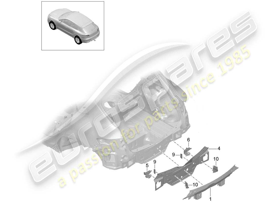 porsche 2018 (macan) schema delle parti estremità posteriore