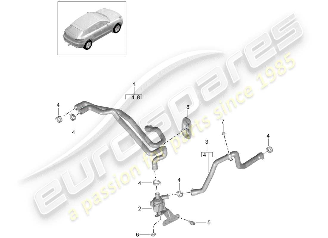 porsche 2018 (macan) tubo del riscaldatore diagramma delle parti