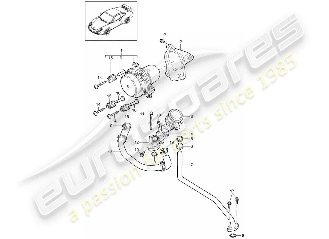 porsche 2008 (997-1 gt3) iniezione aria schema delle parti