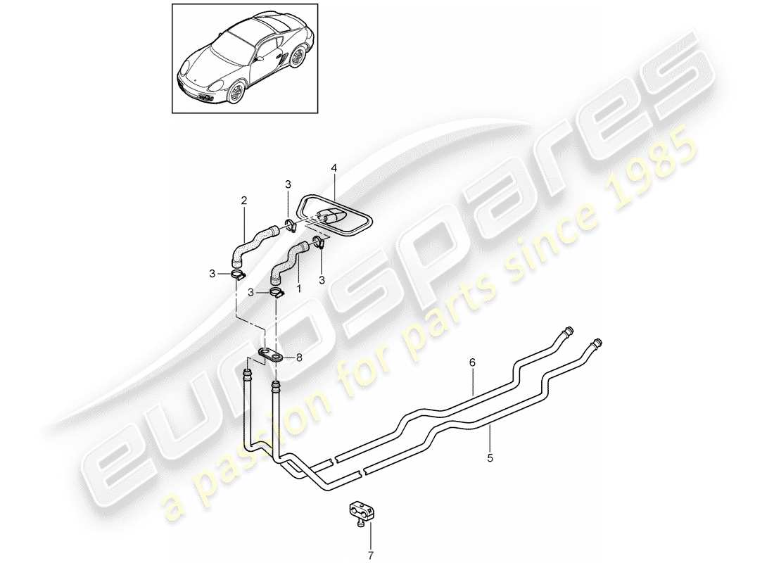 porsche 2008 (987 cayman) impianto di riscaldamento 1 diagramma delle parti