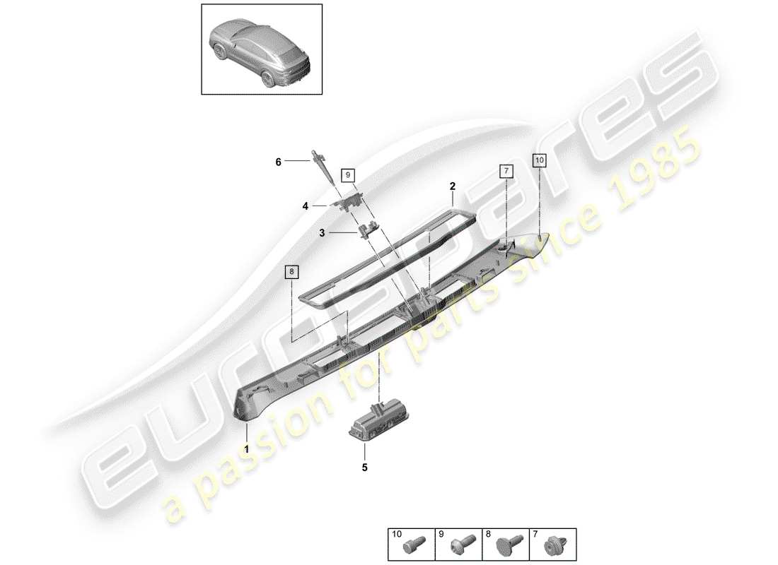 porsche 2020 (cayenne e3 9ya/9yb) coperchio baule posteriore diagramma delle parti