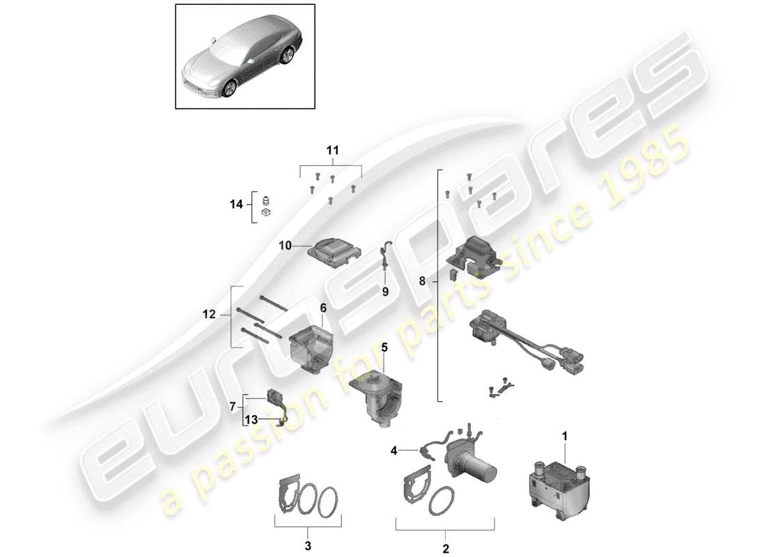 porsche 2017 (panamera 971-1) riscaldatore aggiuntivo diagramma delle parti