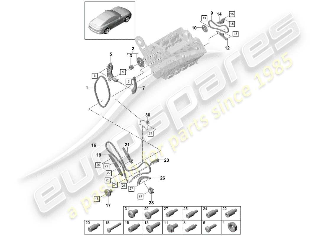 porsche 2019 (panamera 971-1) catena temporale diagramma delle parti