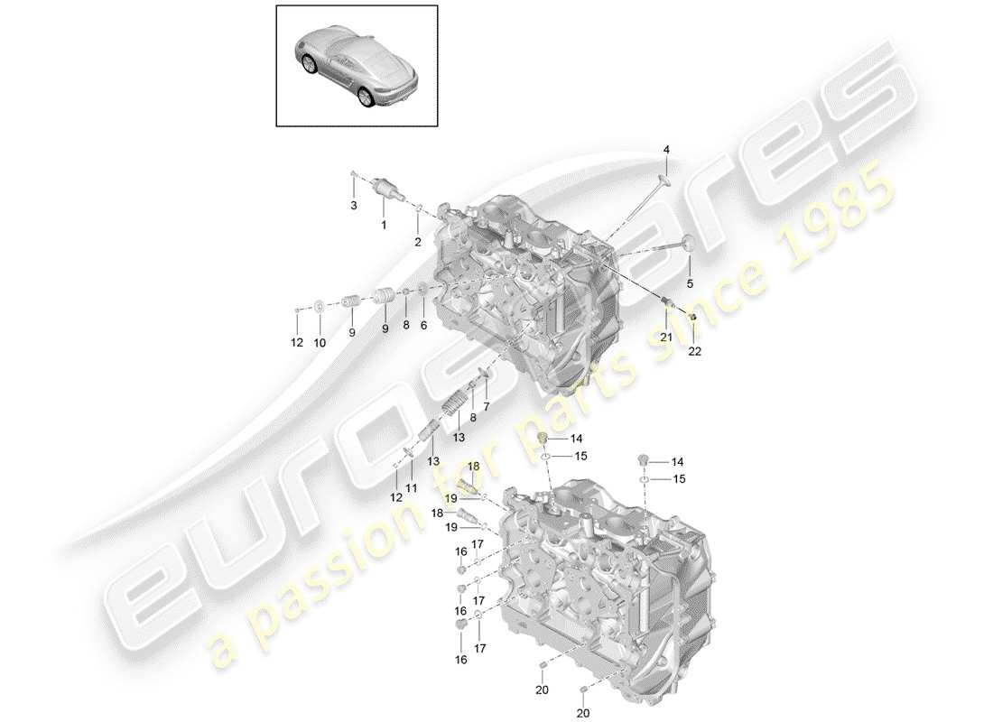 porsche 2018 (718 cayman) testata diagramma delle parti
