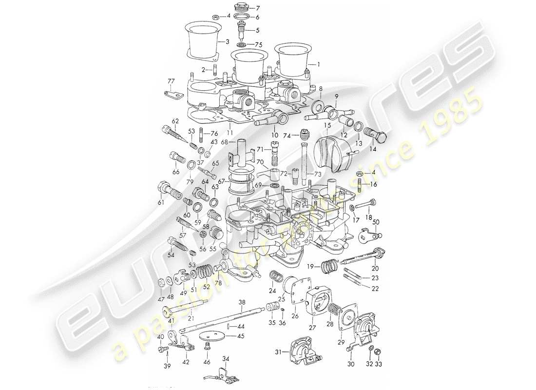 porsche 1973 (911) materiale di riparazione - per - carburatore - - weber - - - 40 idtp 1 3c/3c1 - d >> - mj 1971 diagramma delle parti