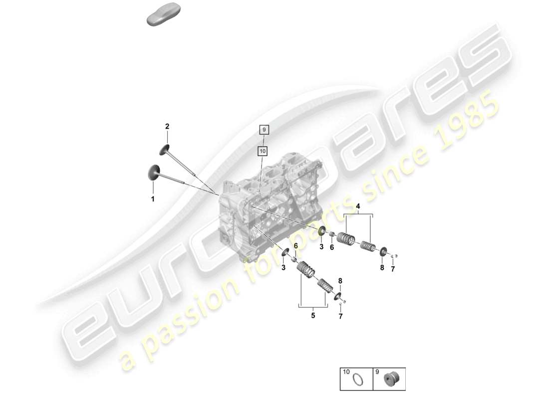 porsche 2020 (718 boxster) testata del cilindro parti singole valvola diagramma delle parti