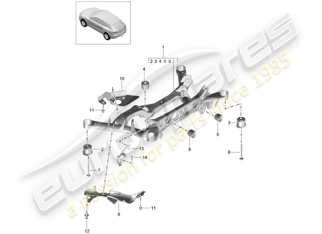 porsche 2015 (macan) asse posteriore diagramma delle parti