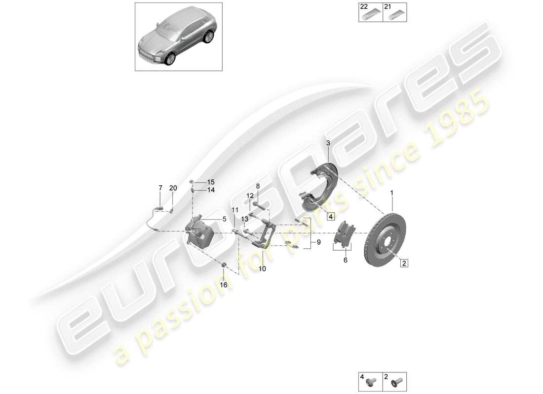 porsche 2019 (macan) freni a disco diagramma delle parti