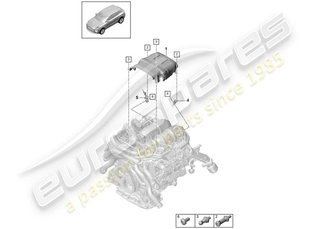 porsche 2019 (macan) testata diagramma delle parti