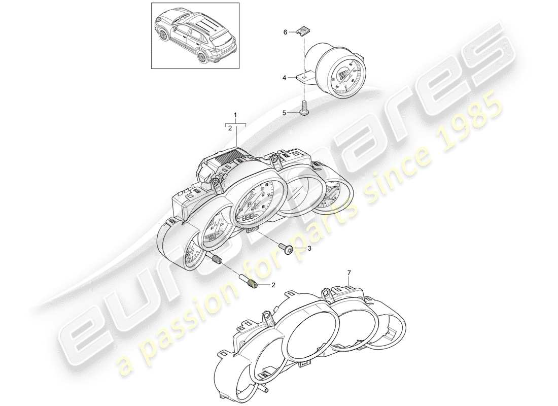 porsche 2012 (cayenne e2 92a) strumenti diagramma delle parti