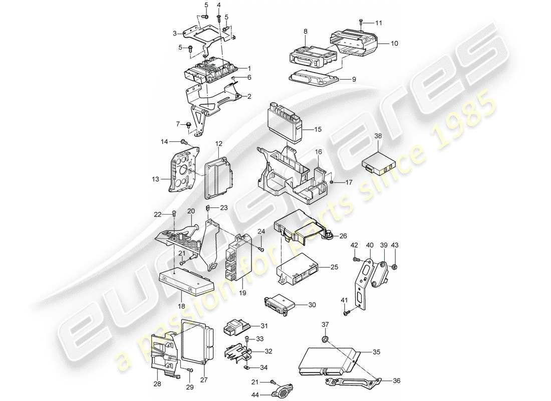 porsche 2008 (cayenne e1 9pa) unità di controllo diagramma delle parti