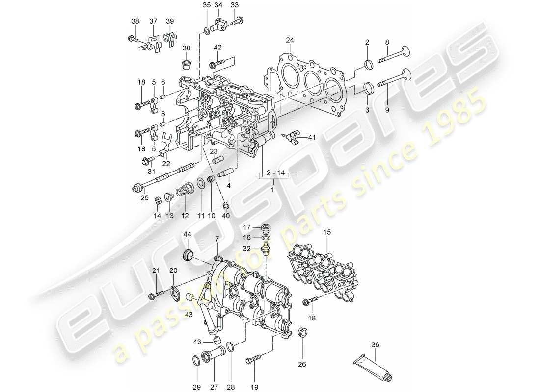 porsche 1997 (986 boxster) testata diagramma delle parti