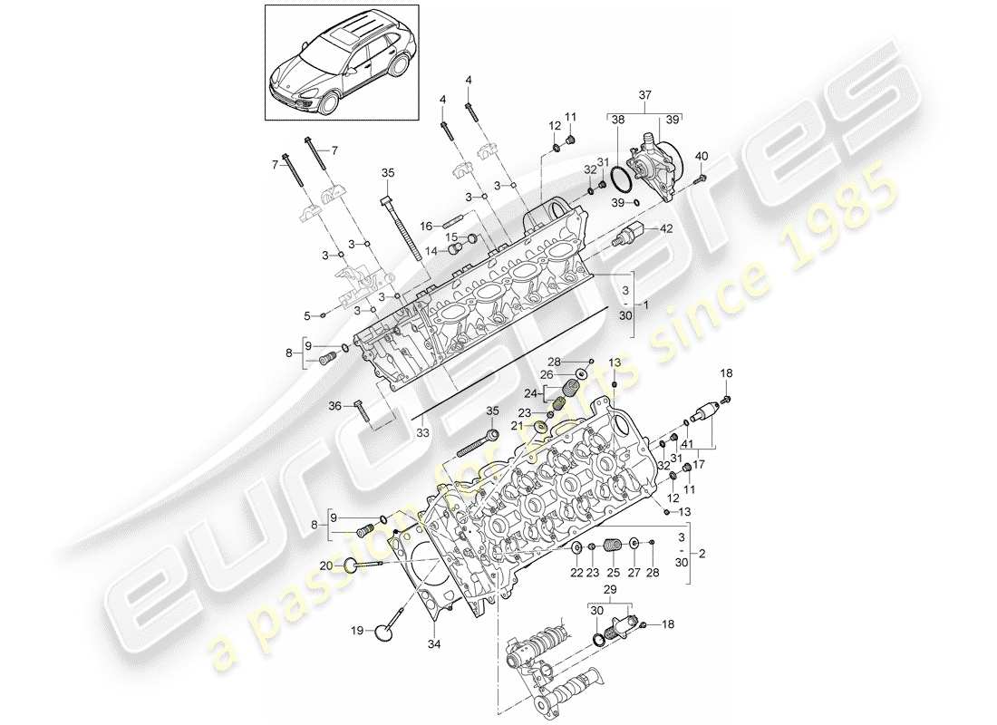 porsche 2011 (cayenne e2 92a) testata diagramma delle parti