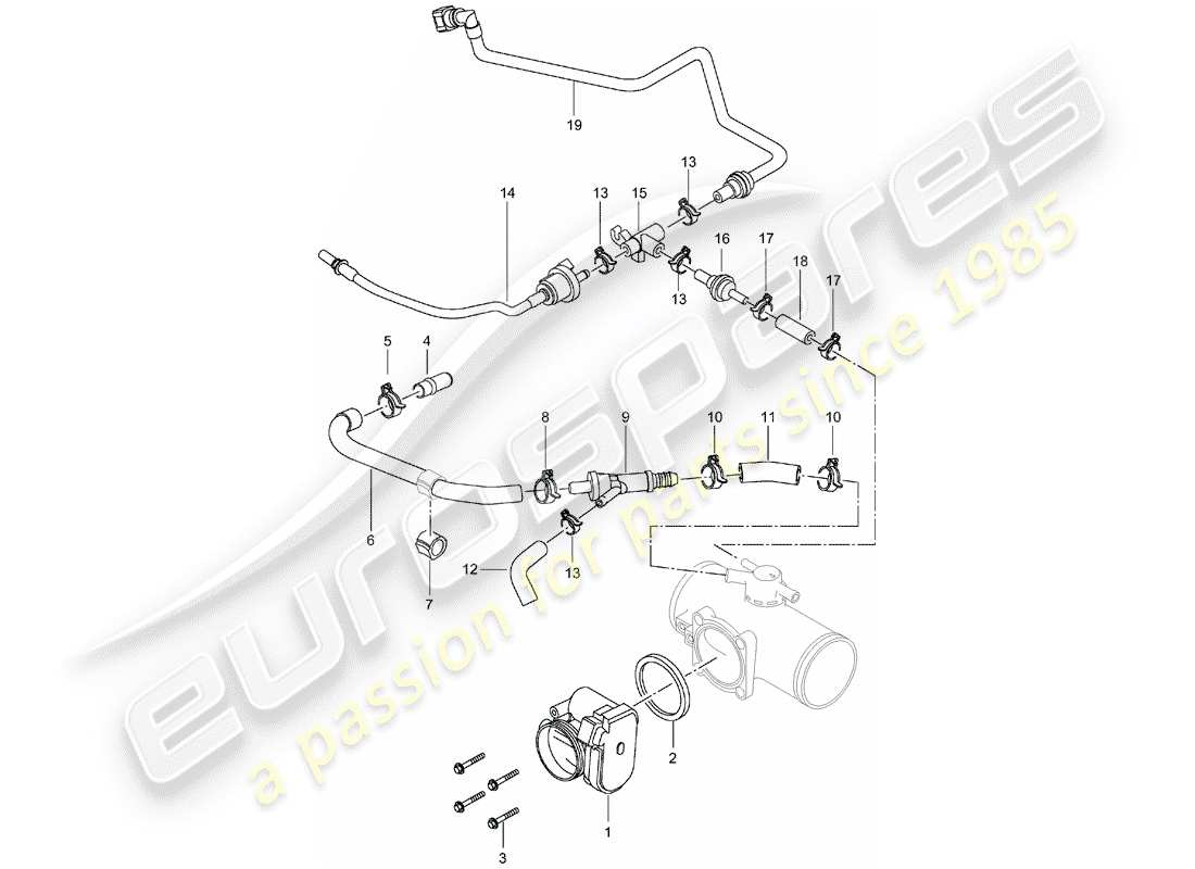 porsche 2004 (996 turbo / gt2) corpo farfallato diagramma delle parti