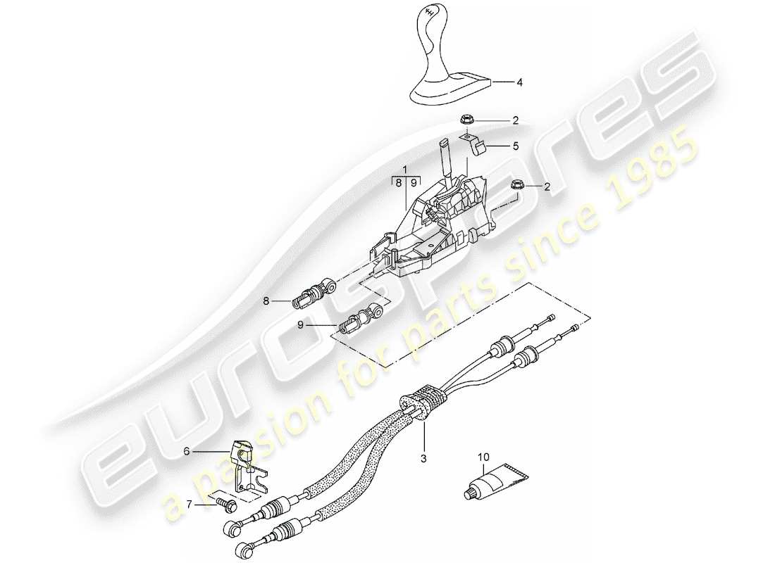 porsche 2004 (996 turbo / gt2) controllo della trasmissione - cambio manuale diagramma delle parti