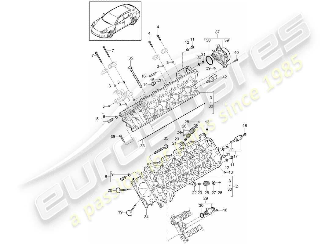 porsche 2016 (panamera 970) testata diagramma delle parti