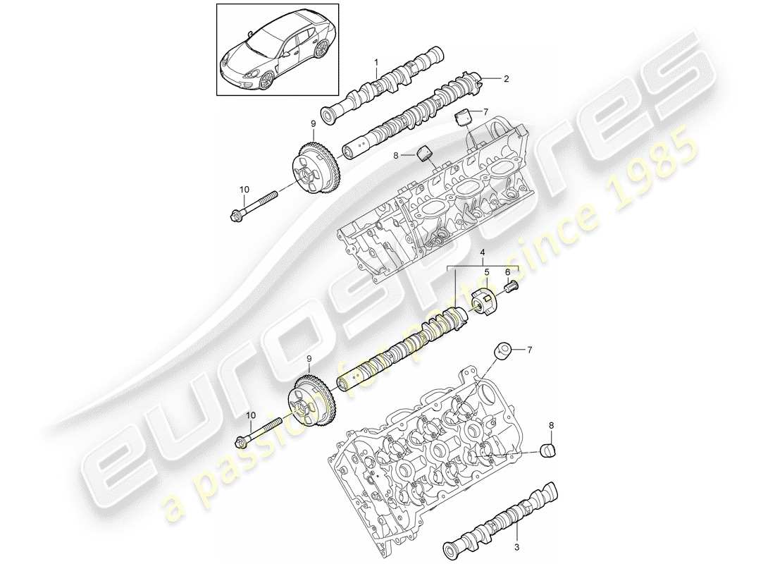 porsche 2011 (panamera 970) diagramma delle parti dell'albero a camme