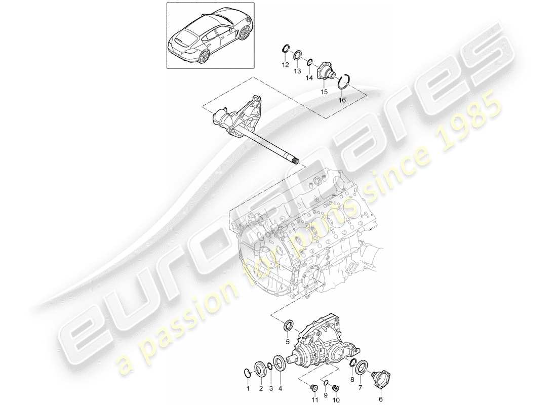 porsche 2011 (panamera 970) differenziale assale anteriore schema delle parti
