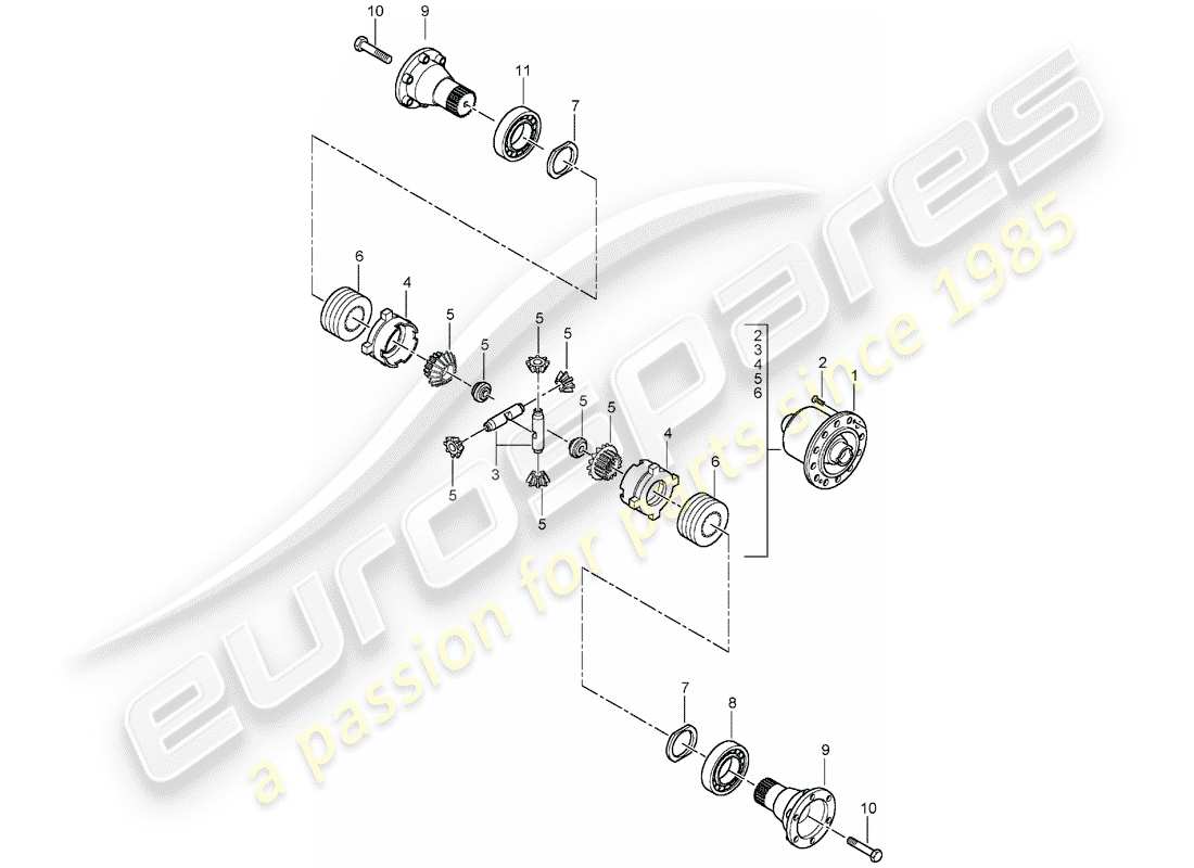 porsche 2002 (996 turbo / gt2) differenziale di slittamento limitato diagramma delle parti