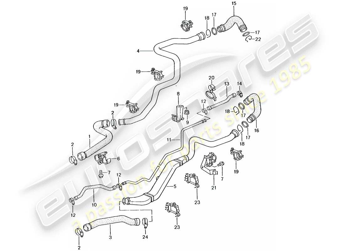 porsche 2004 (996 turbo / gt2) raffreddamento ad acqua 1 diagramma delle parti