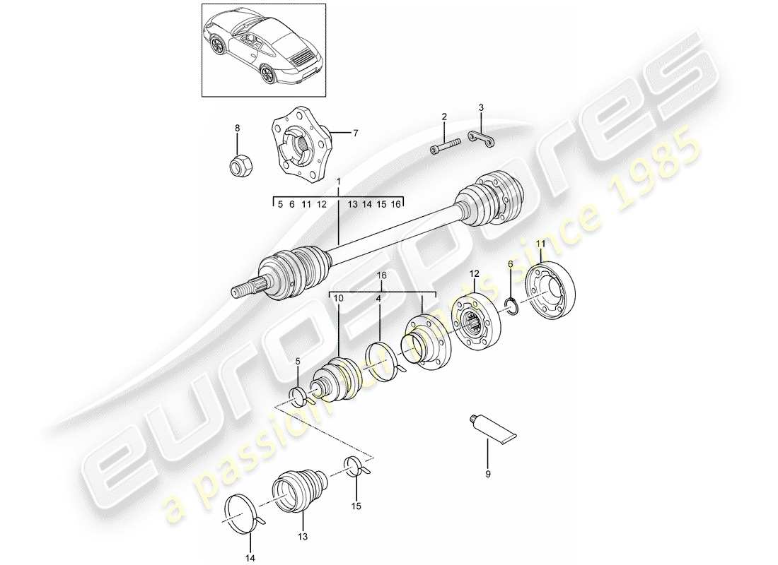 porsche 2012 (997-2) albero di trasmissione diagramma delle parti
