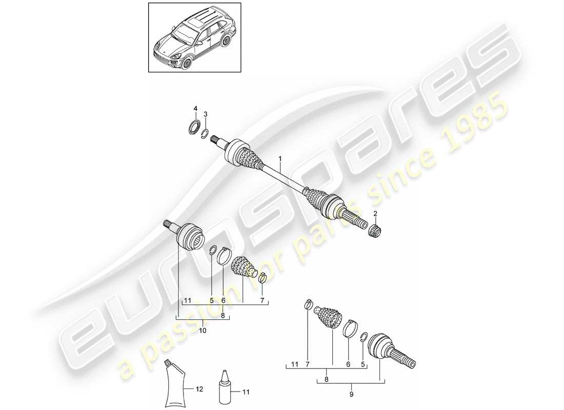 porsche 2016 (cayenne e2 92a) albero di trasmissione diagramma delle parti