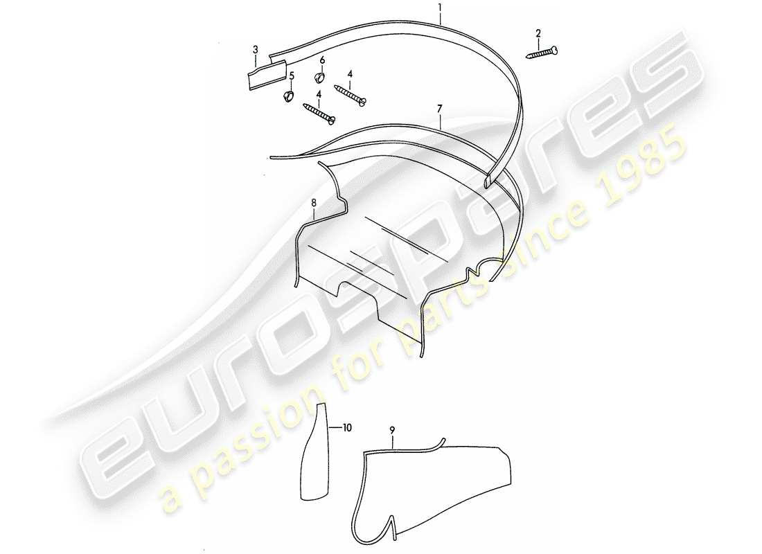 porsche 1964 (356b/356c) finiture - equipaggiamento interno diagramma delle parti
