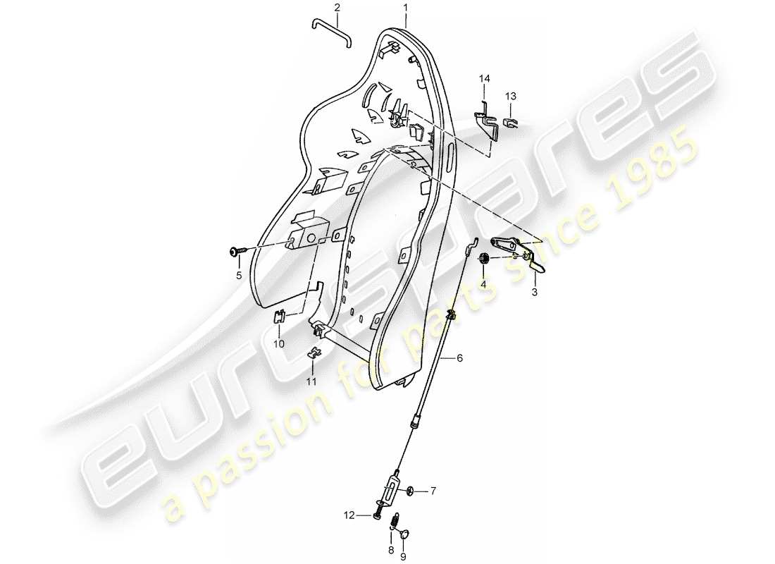 porsche 2001 (986 boxster) guscio schienale - sedile sportivo schema delle parti
