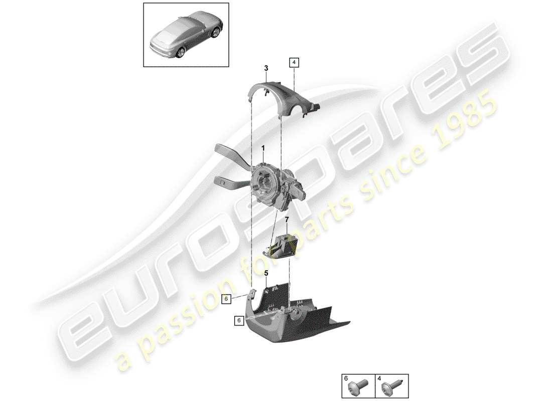 porsche 2019 (panamera 971-1) interruttore piantone sterzo diagramma delle parti