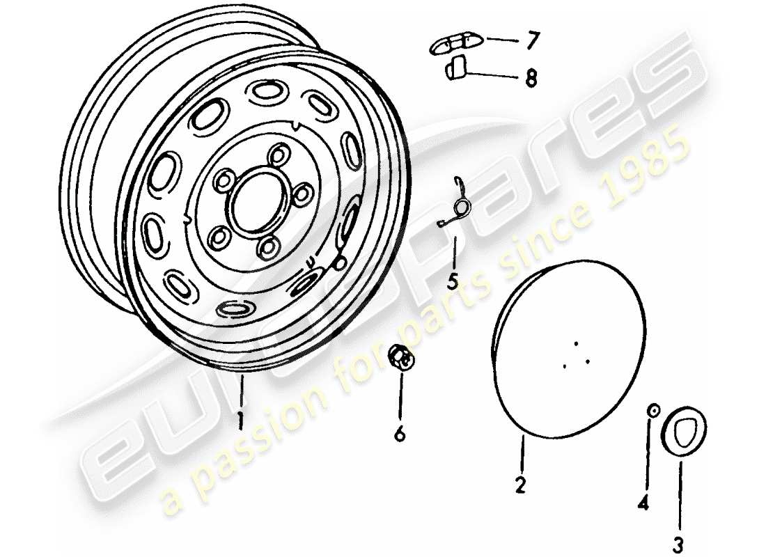 porsche 1963 (356b/356c) ruote diagramma delle parti
