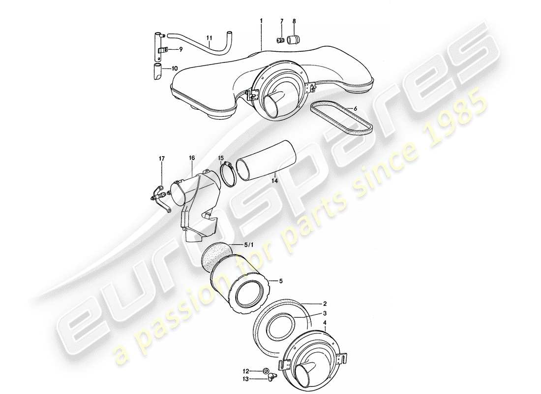 porsche 1976 (911) filtro dell'aria - alloggiamento del regolatore diagramma delle parti