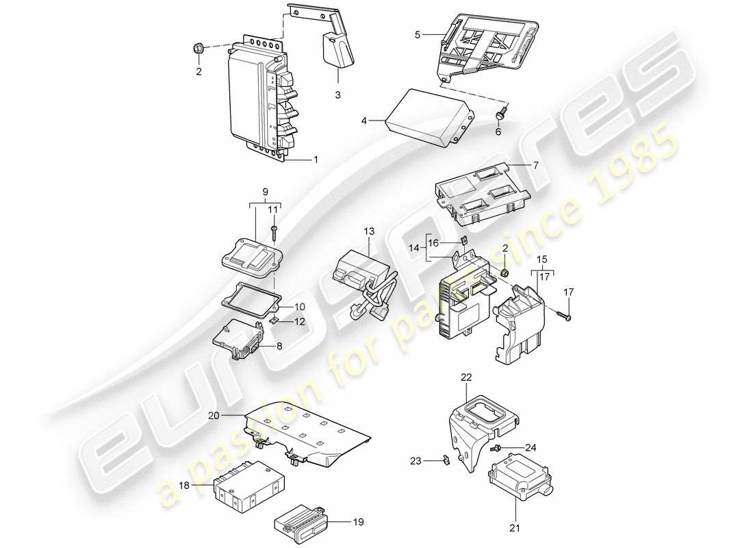 porsche 2007 (987 cayman) unità di controllo diagramma delle parti
