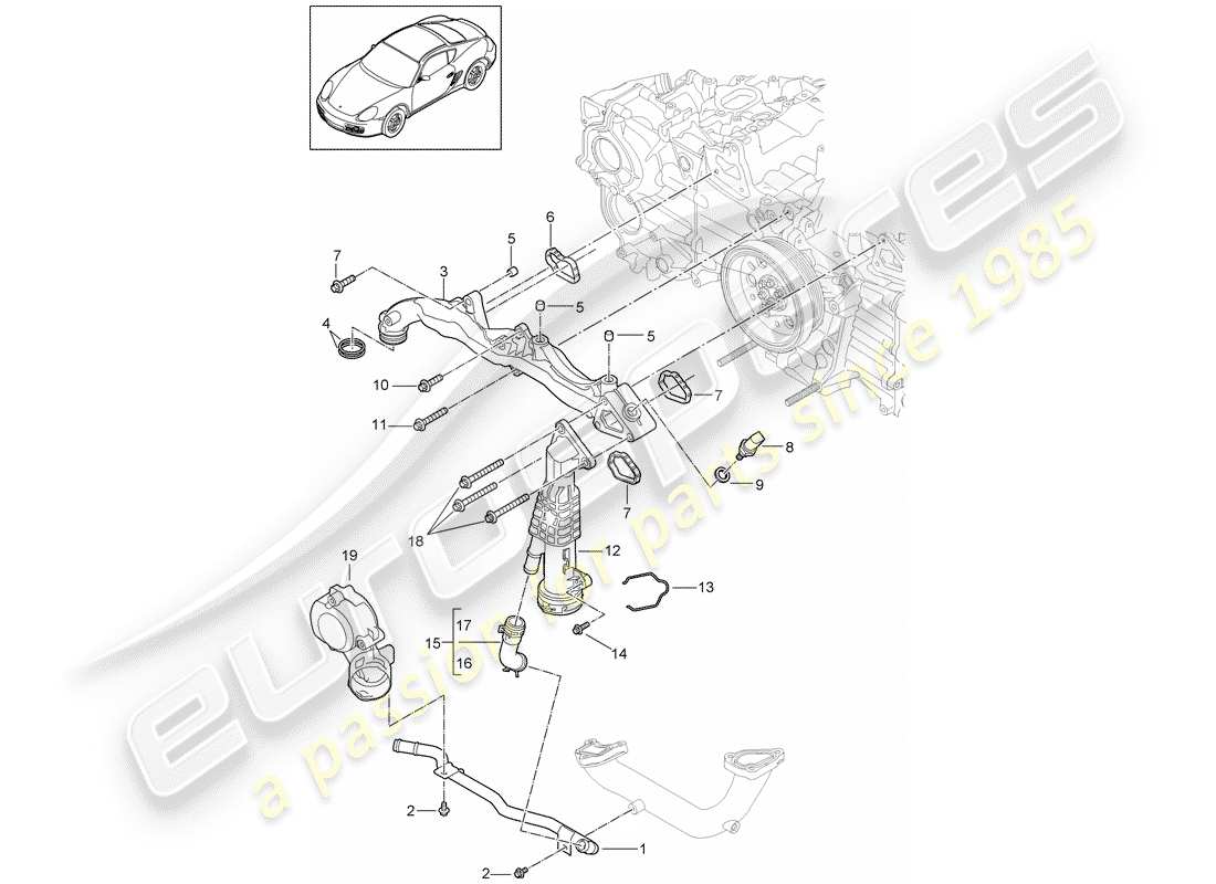porsche 2011 (987 cayman) schema delle parti del sottotelaio