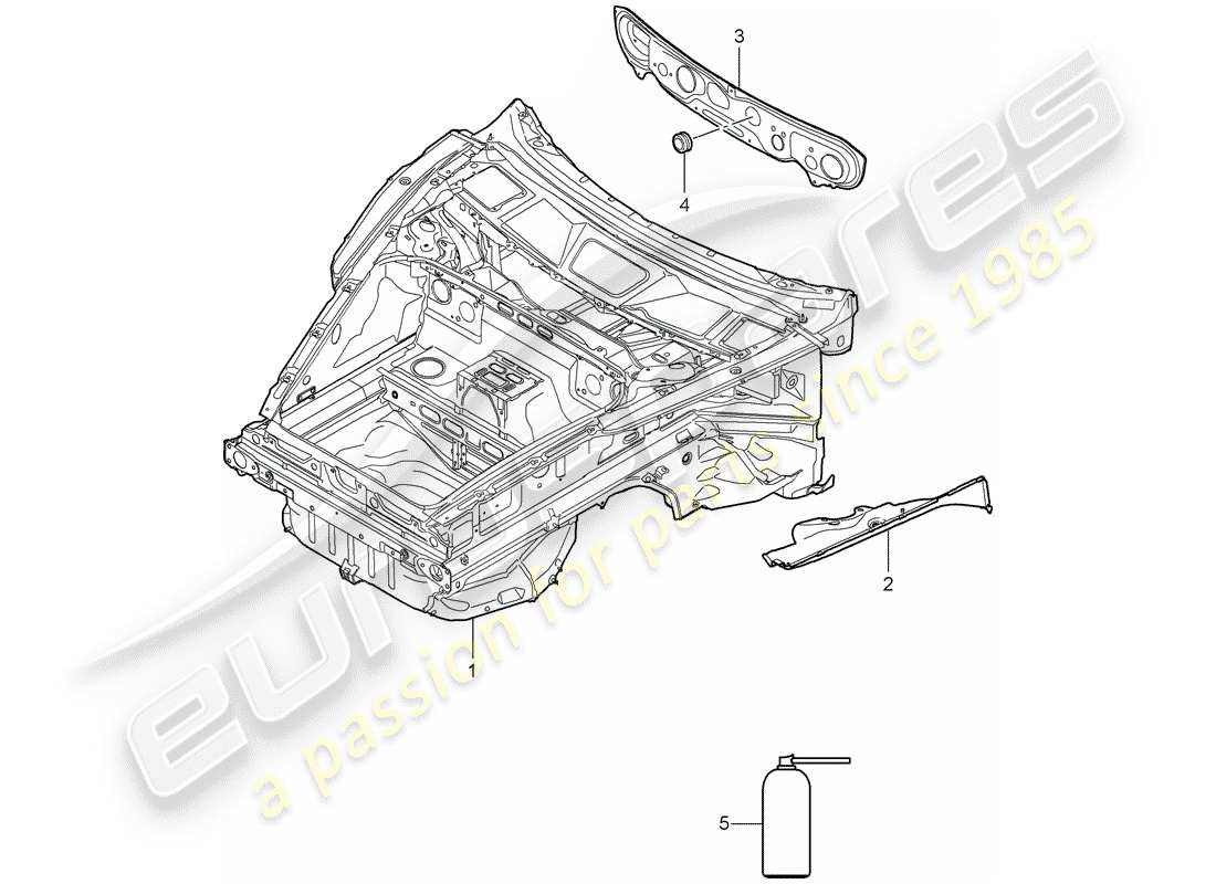 porsche 2008 (997-1 gt3) schema delle parti frontale