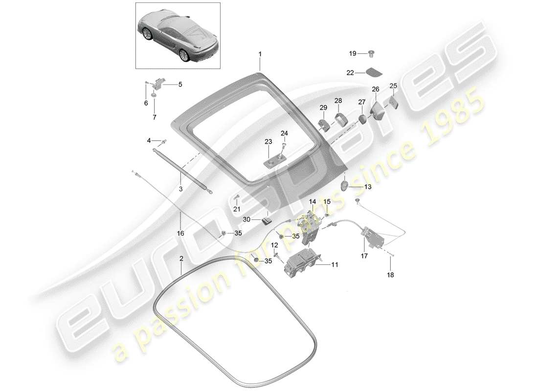 porsche 2016 (981 cayman gt4) copertina diagramma delle parti
