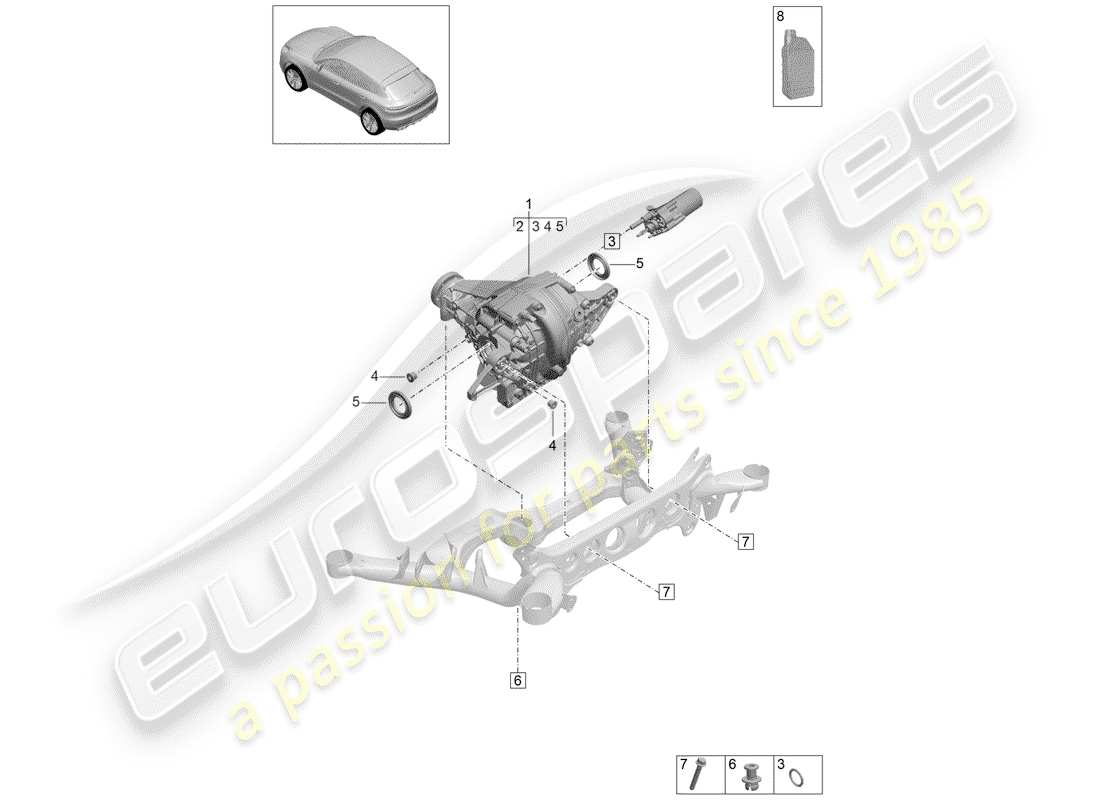 porsche 2020 (macan) differenziale assale posteriore schema delle parti